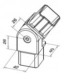 Verbindungsstück des Edelstahl-Handlaufs 40 x 40 mm – verstellbar
